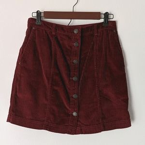 Abercrombie & Fitch Red Corduroy Skirt